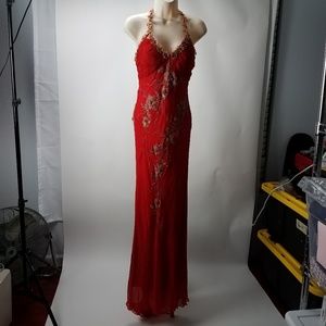 Strappy Long Gown Embellished Cocktail Party S/M